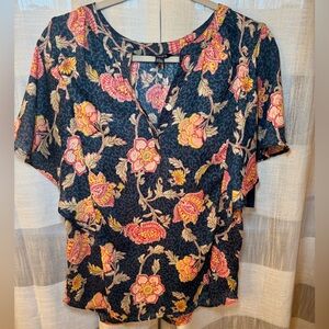 Chaps Navy Floral Women's Blouse